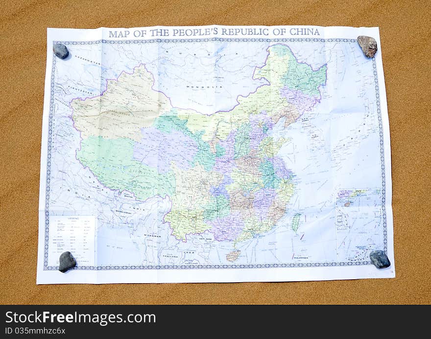 Chinese Map On Isolated Desert