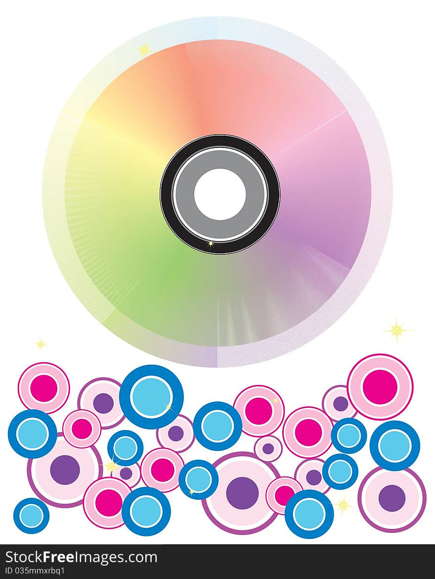 Vector drive and colored circles on a white background. Vector drive and colored circles on a white background.