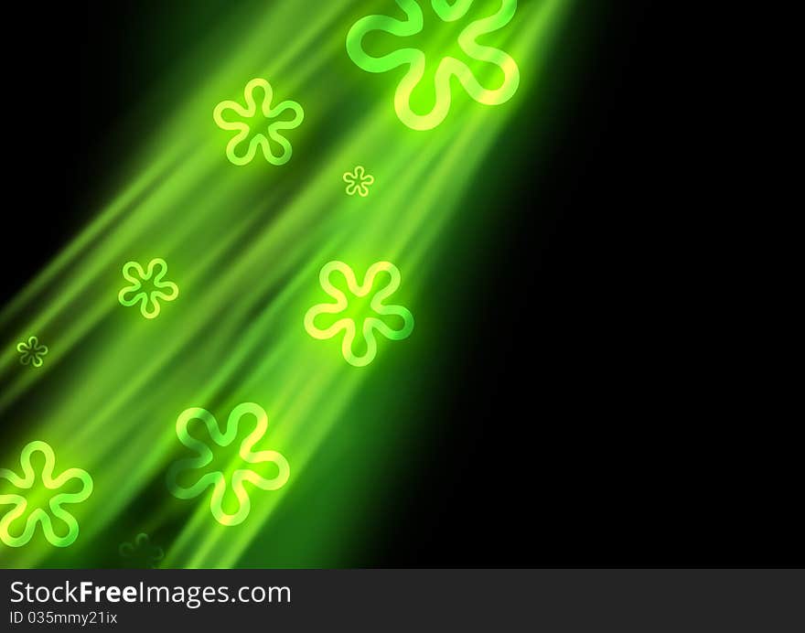 Green Abstract Background with floral ornaments