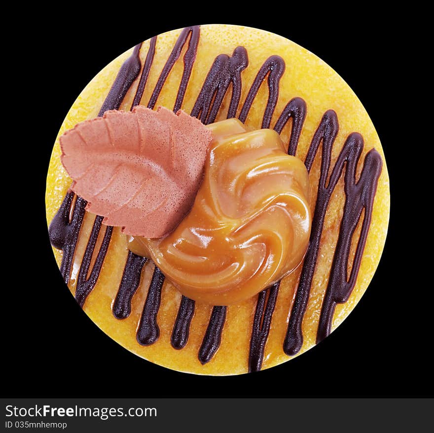 Ring of cake isolated on the black background. Ring of cake isolated on the black background.