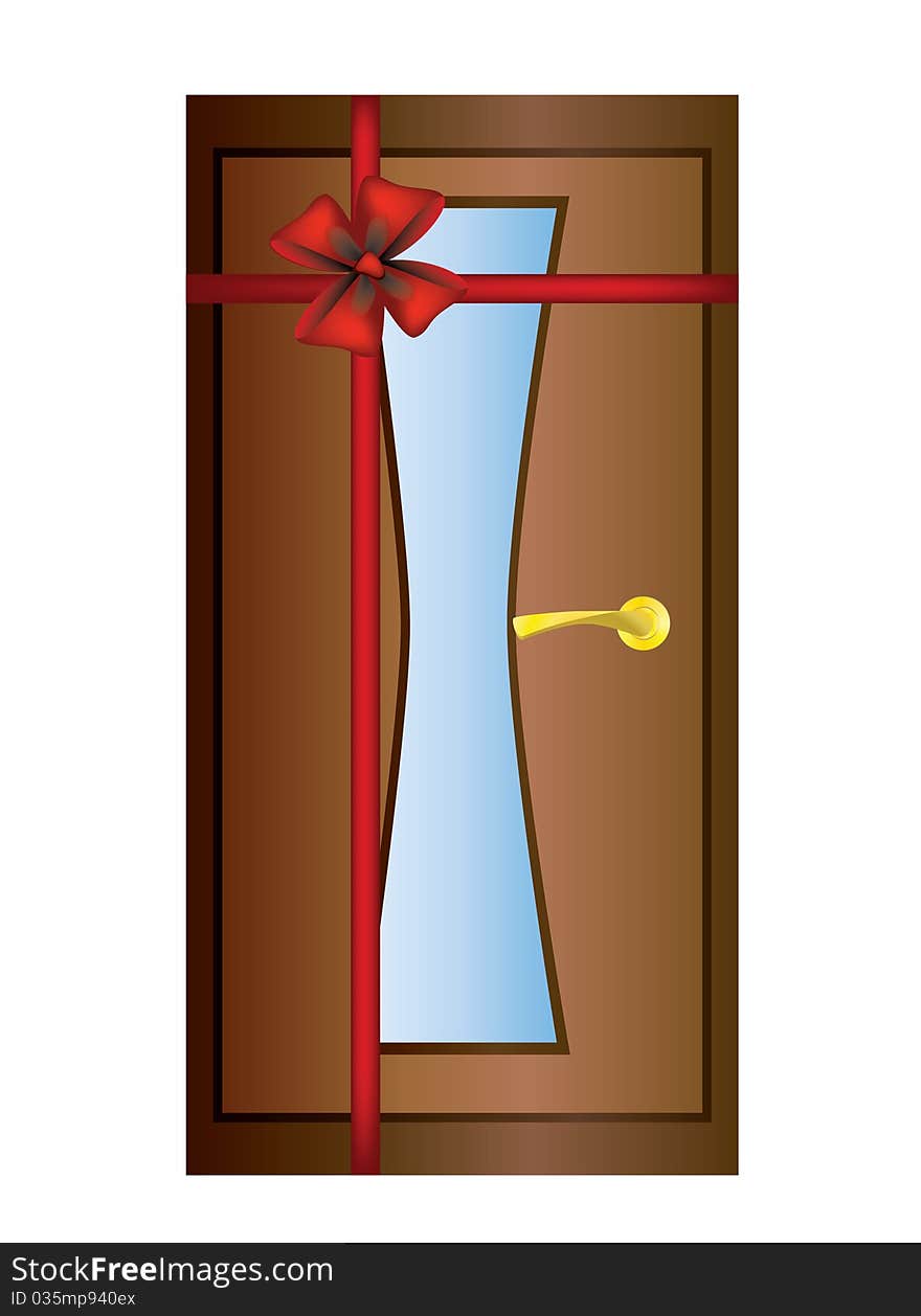 Door With A Red Ribbon.