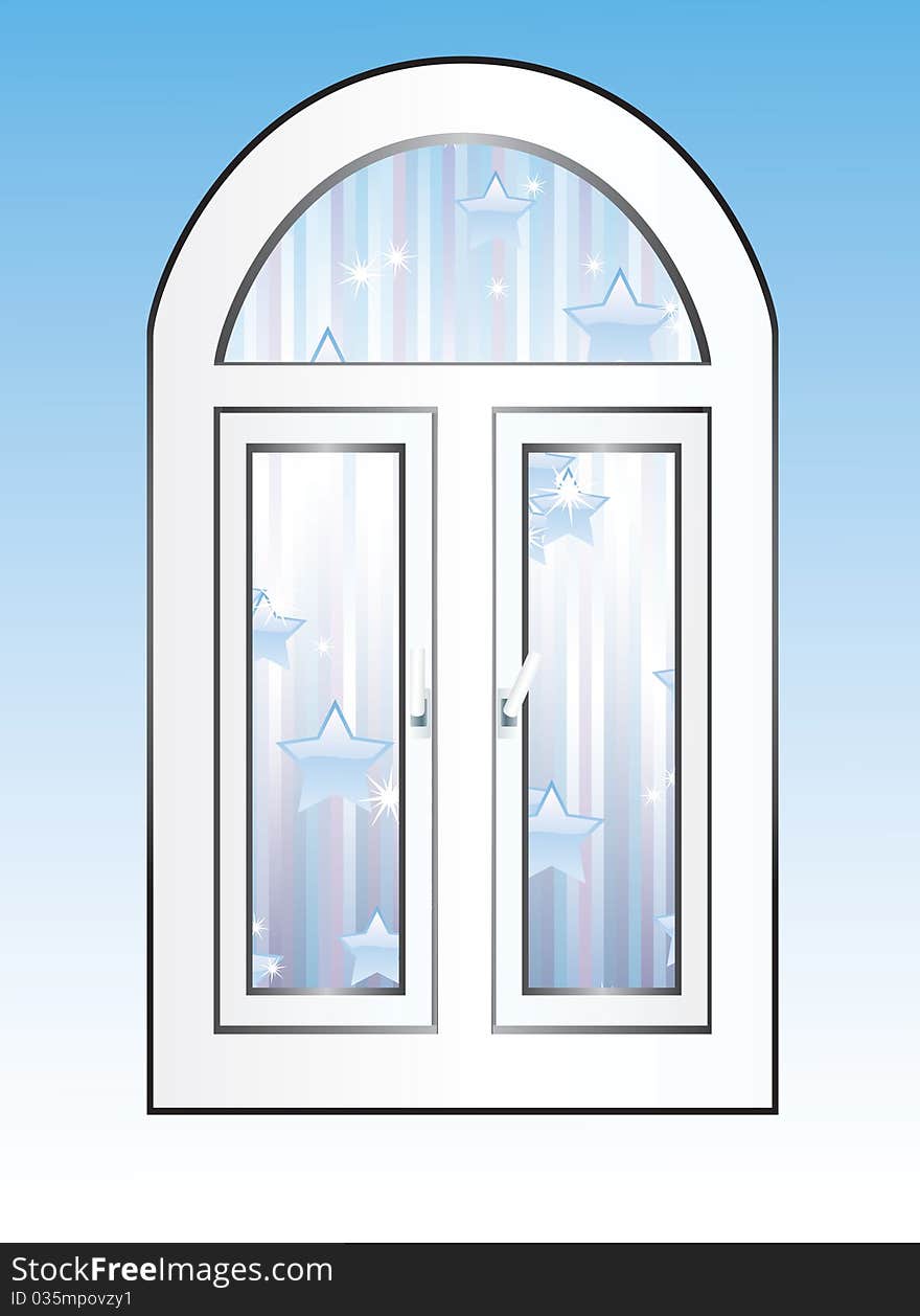 Vector window on the background of stars and blue stripes. Vector window on the background of stars and blue stripes.