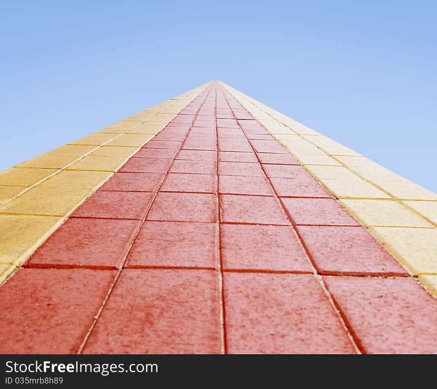 Roadway red and yellow and blue horizont. Roadway red and yellow and blue horizont.