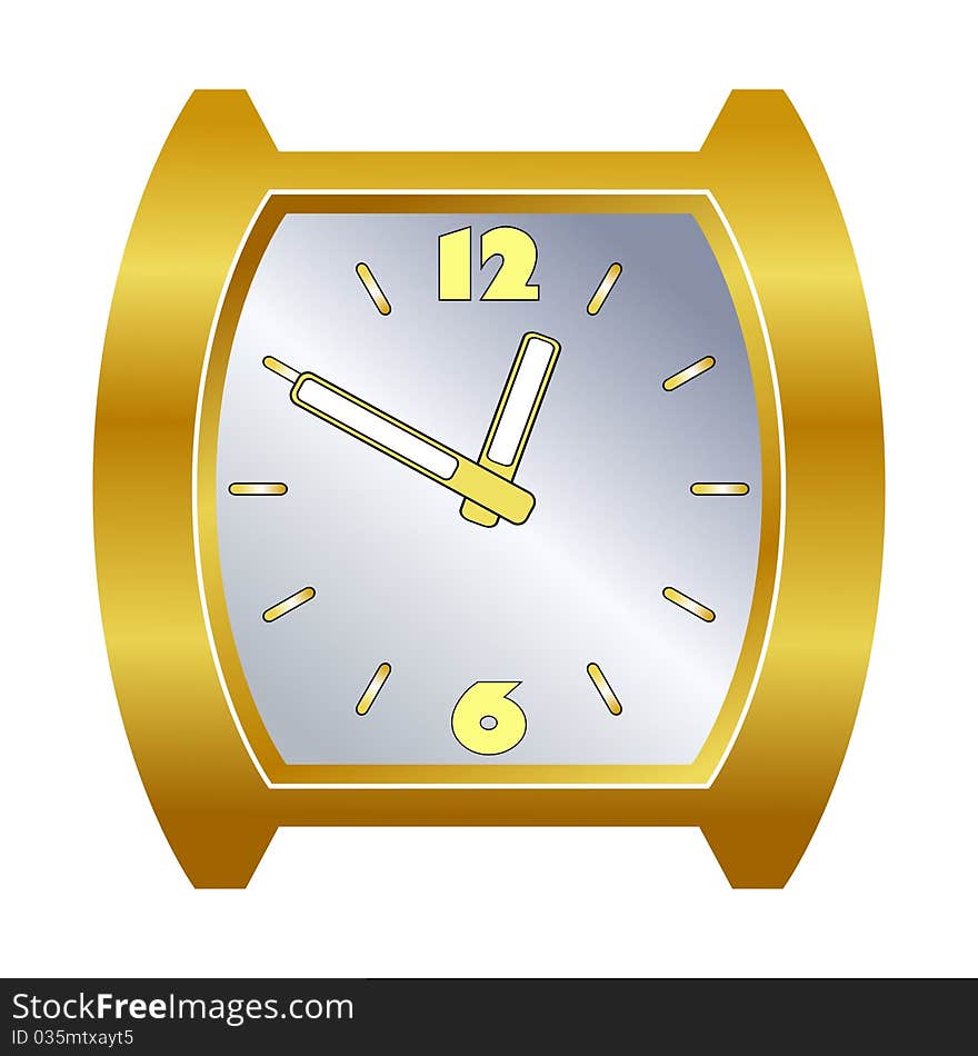 Colored vector illustration of golden wristwatch