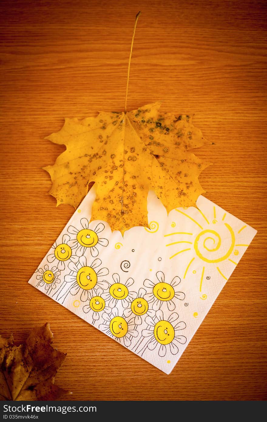 Cloth with flowers on table