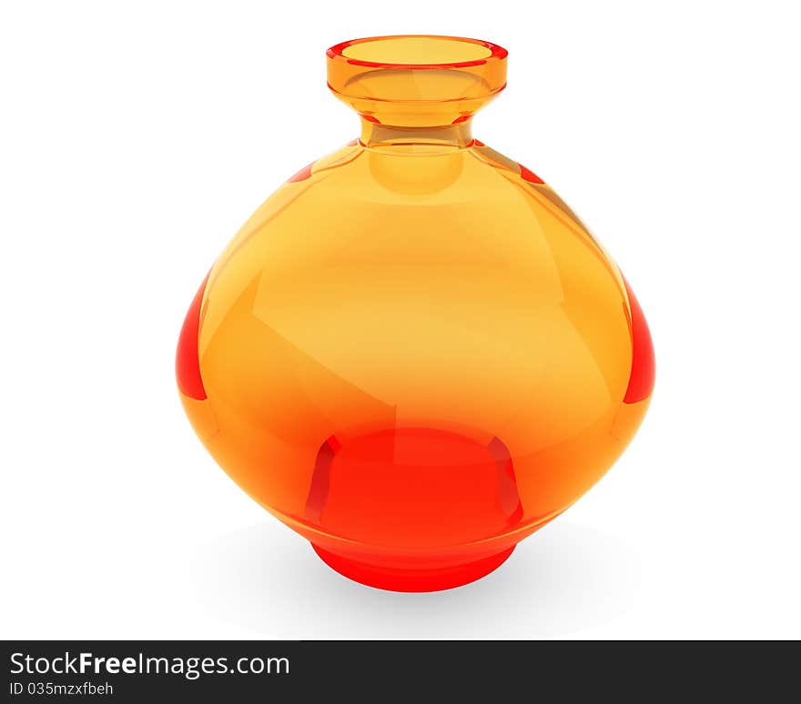 Semitransparent orange vase isolated over white