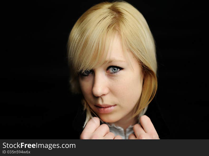 An image of a young girl close-up. An image of a young girl close-up