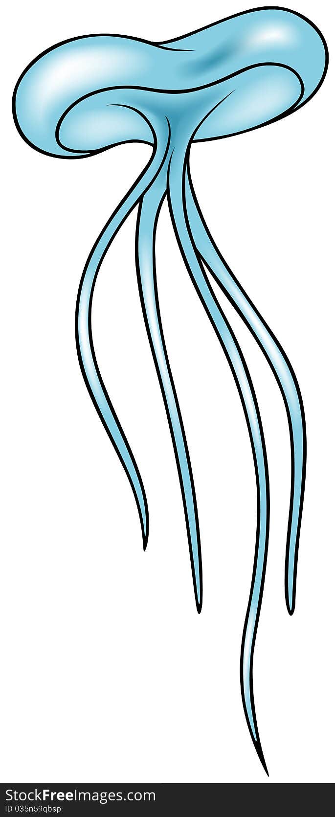 Small Jellyfish - colored cartoon illustration,