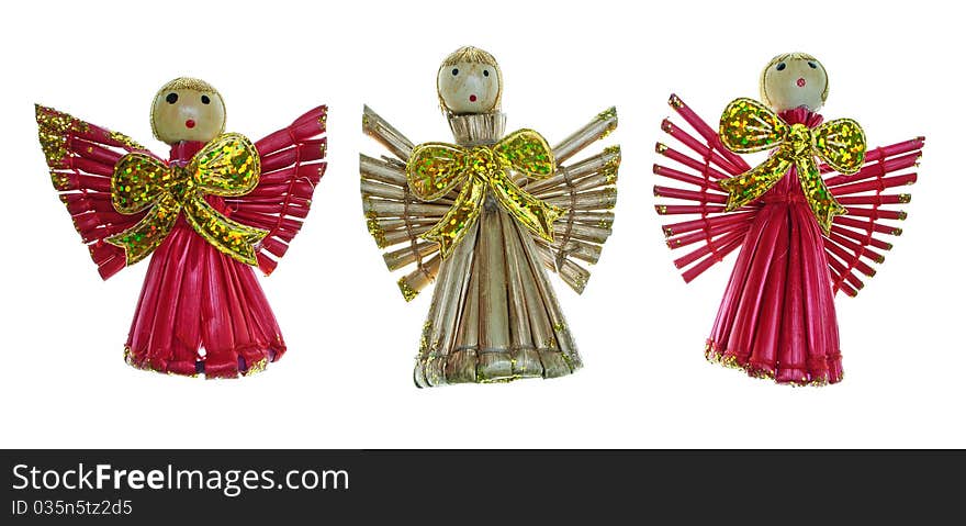 Angel on Valentine's Day. Made of straw and painted in red.