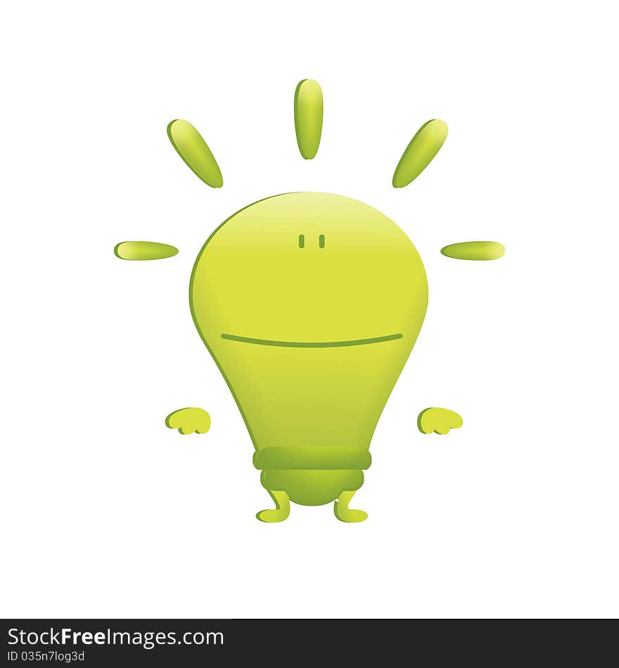 Smily light bulb cartoon illustration