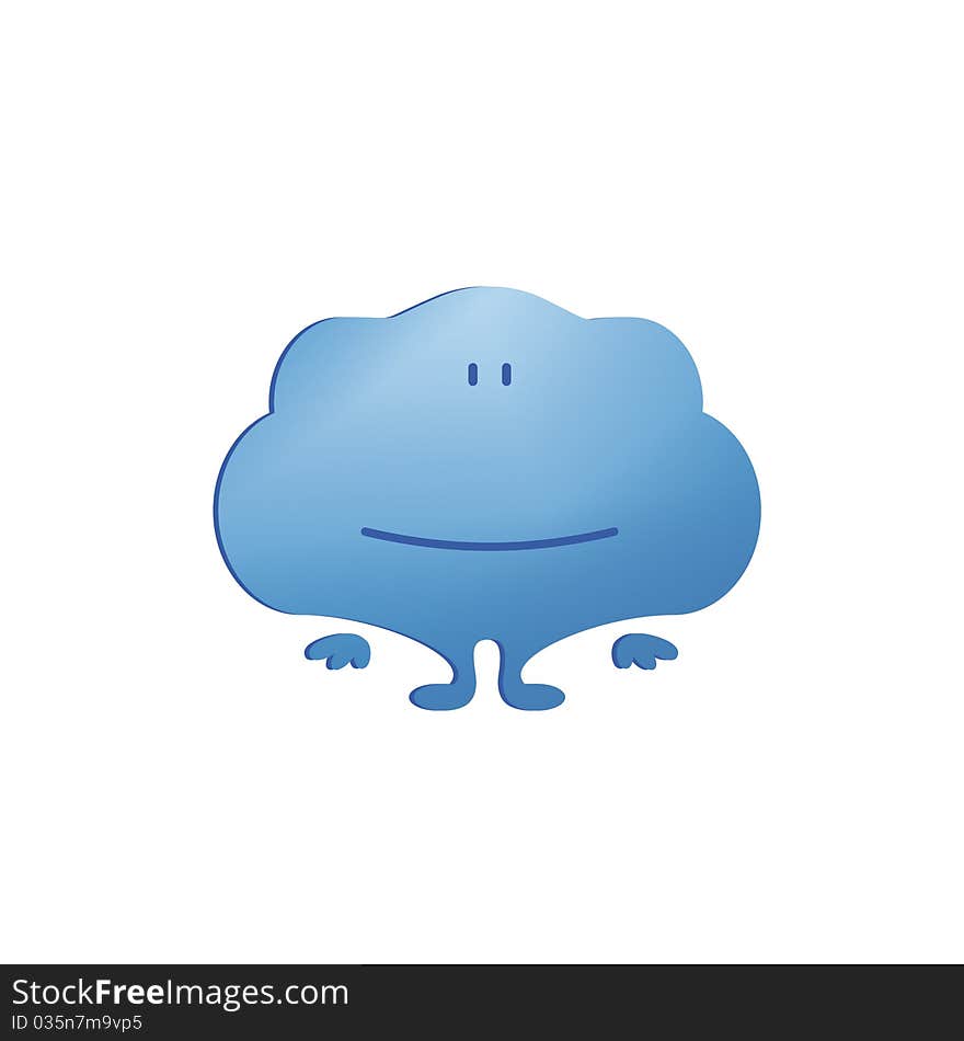 Illustration of blue cartoon smiley cloud