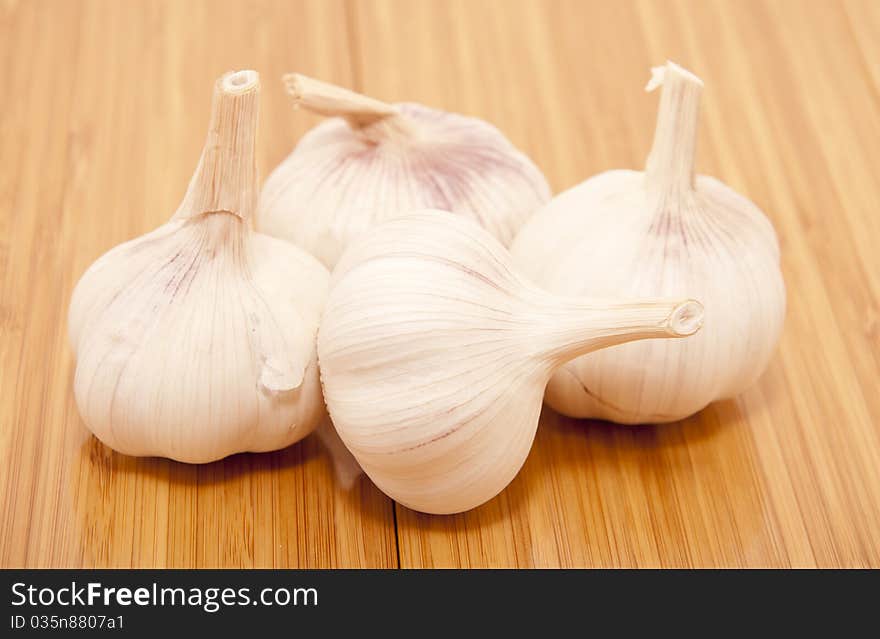 Garlic vegetable closeup isolated on white background