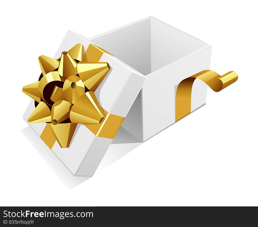 Open Wedding Or Birthday Gift With Gold Bow