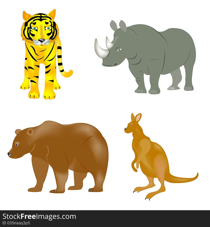 Illustration of the wild beasts on white background. Illustration of the wild beasts on white background