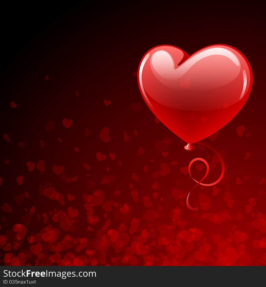 Transparent red heart balloon Valentine's day background