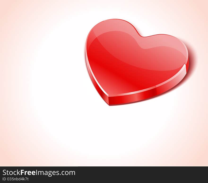 Red shiny glass heart Valentine's day background