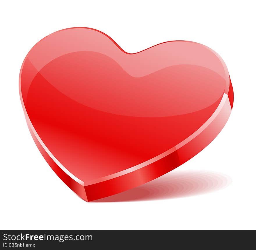 Red Shiny Glass Heart Shape