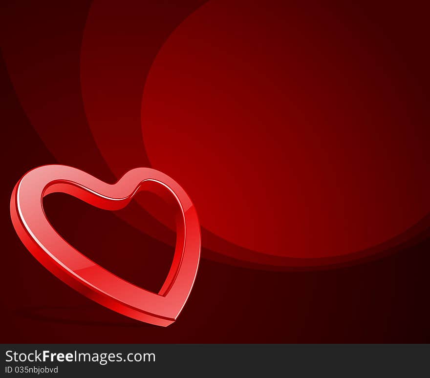 Red shiny glass heart Valentine's day background