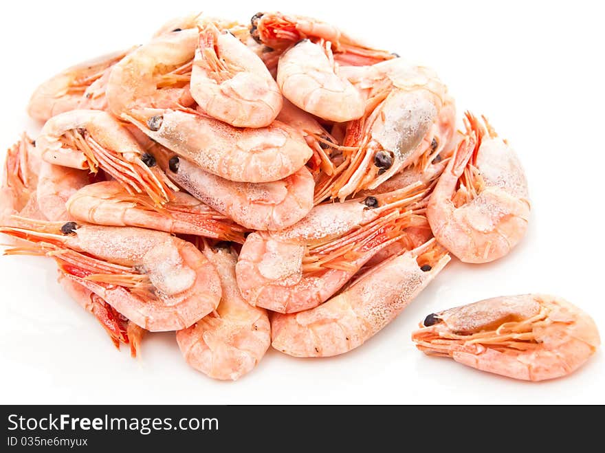 Tasty fried prawns. Isolated on white