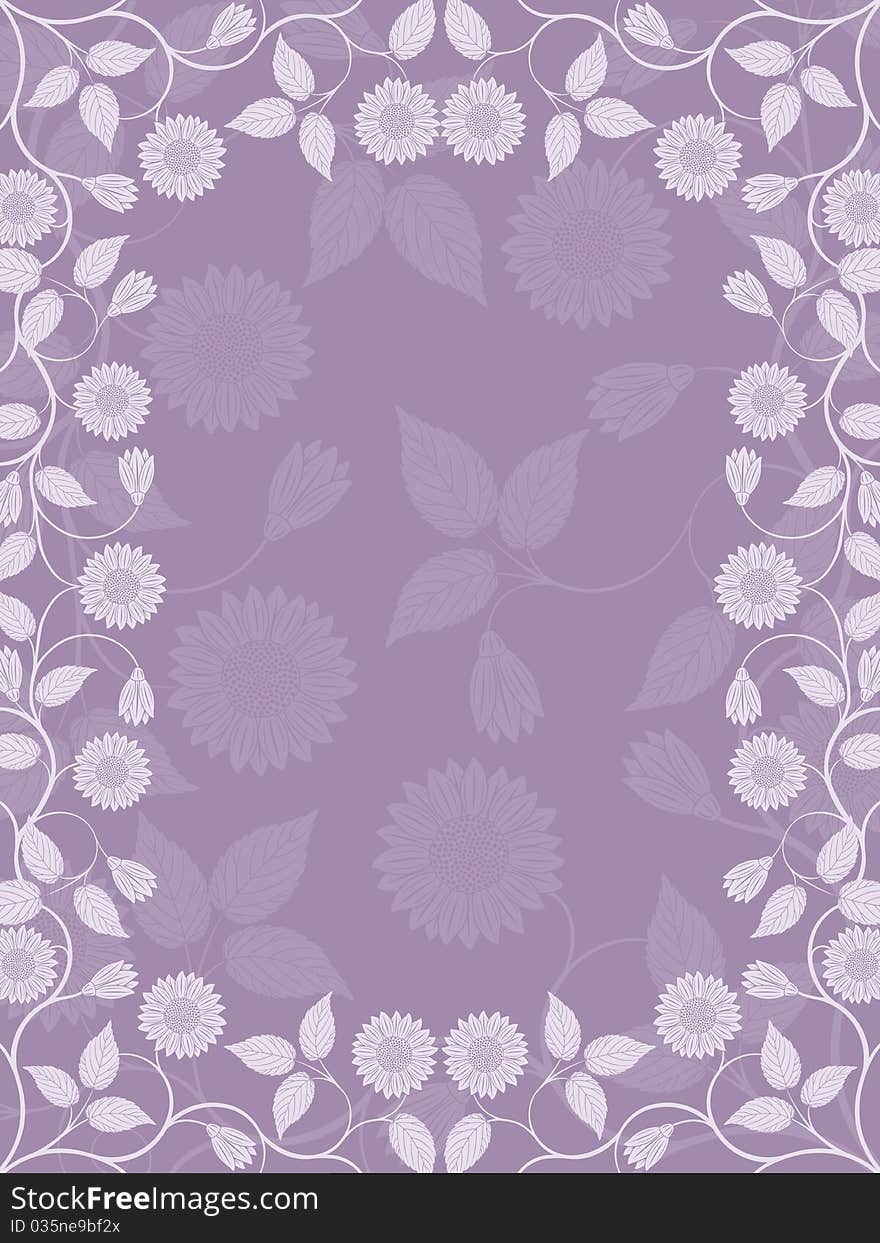 Decorative floral frame. Vector illustration.