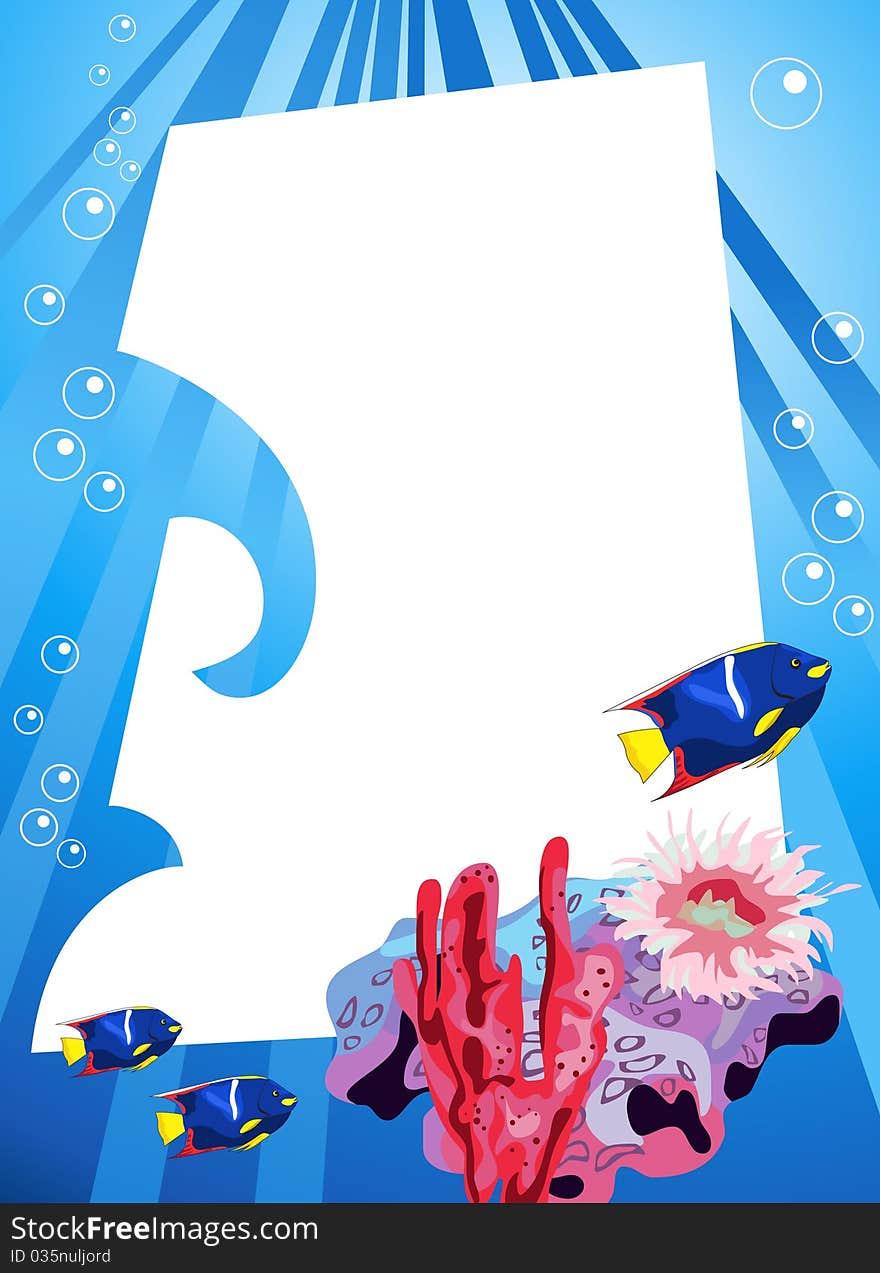 Tropical underwater scene with white space for text. Tropical underwater scene with white space for text