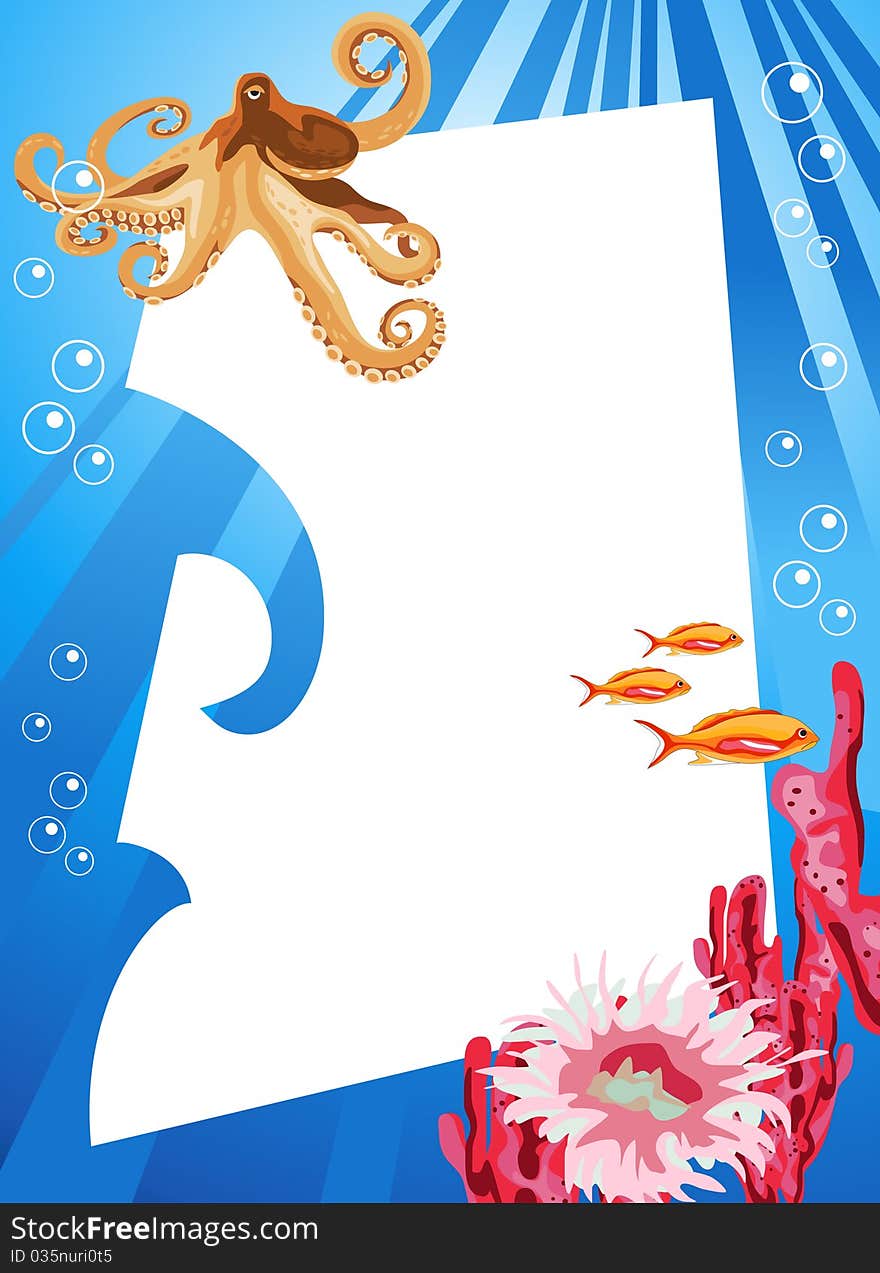 Tropical underwater scene with white space for text. Tropical underwater scene with white space for text