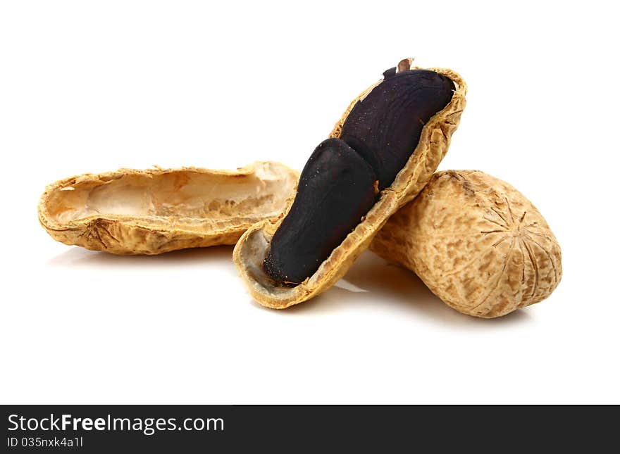 Black peanut isolated on white background