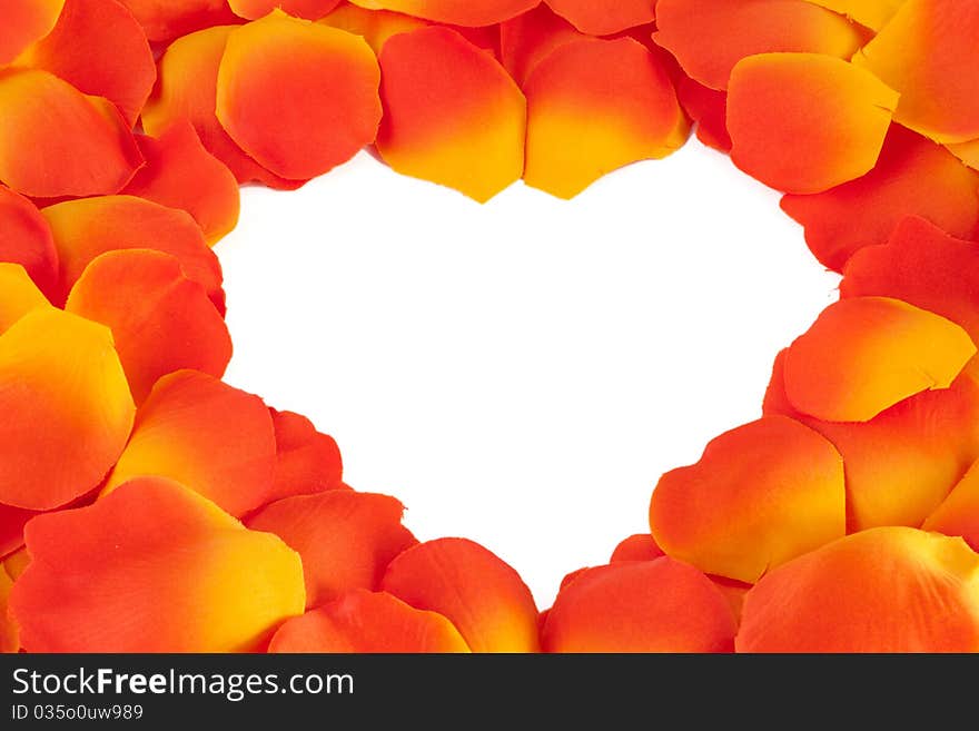 Rose Petal Heart on white background