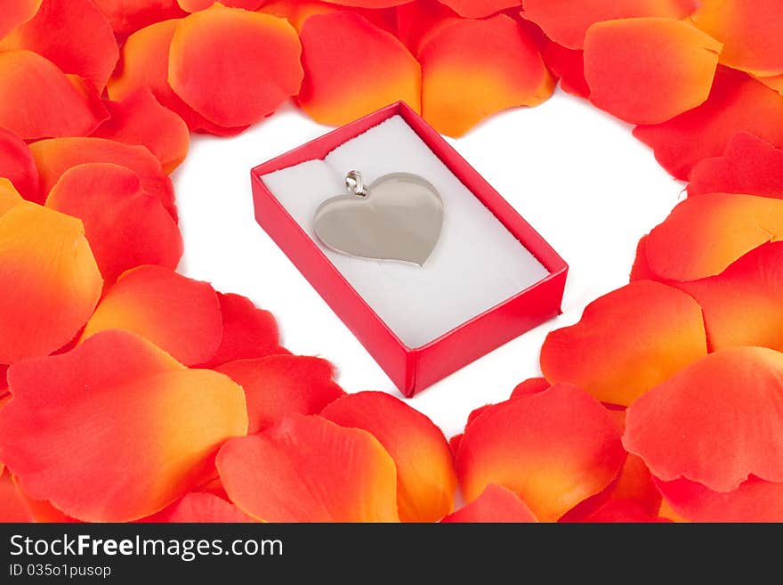 Rose Petal Heart on white background