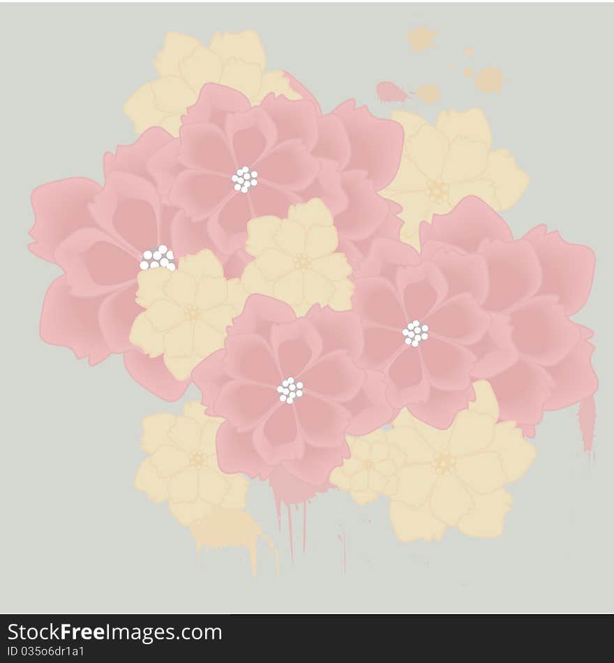 Flowers bouquet on a background in a pastel tone