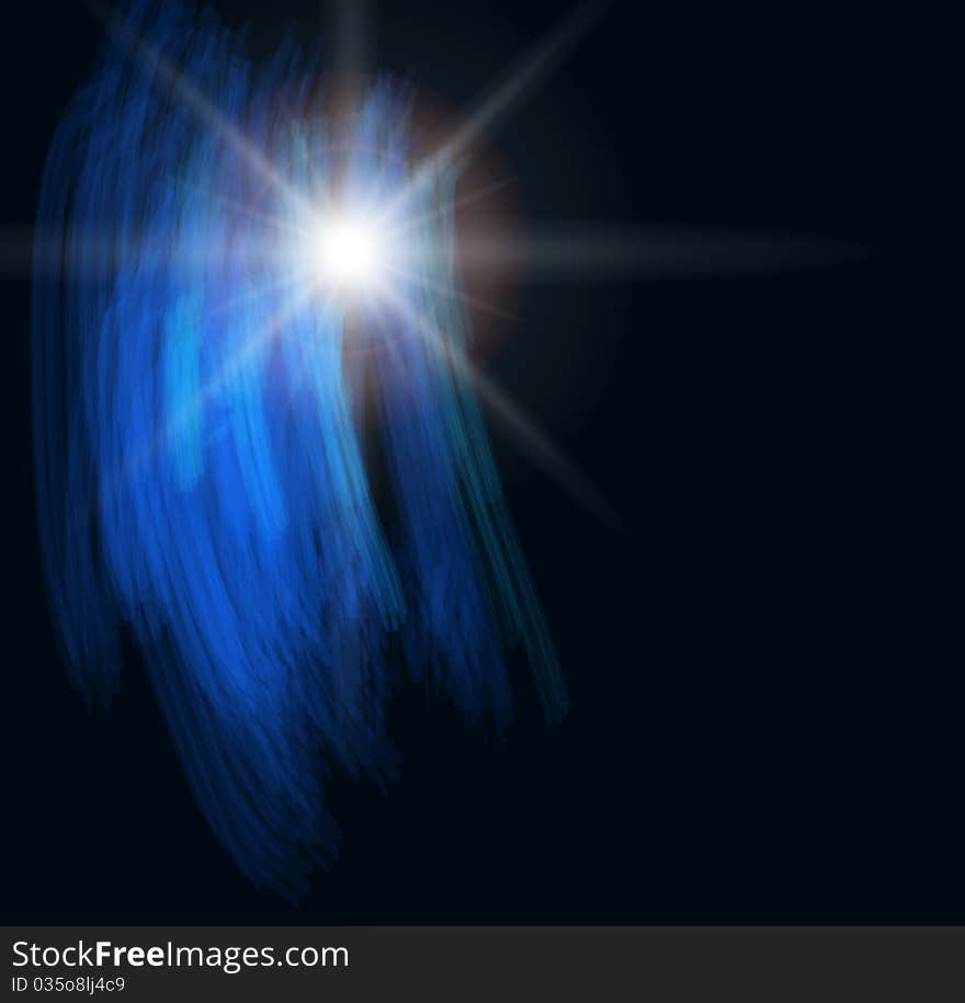 Abstract background blue lines and star