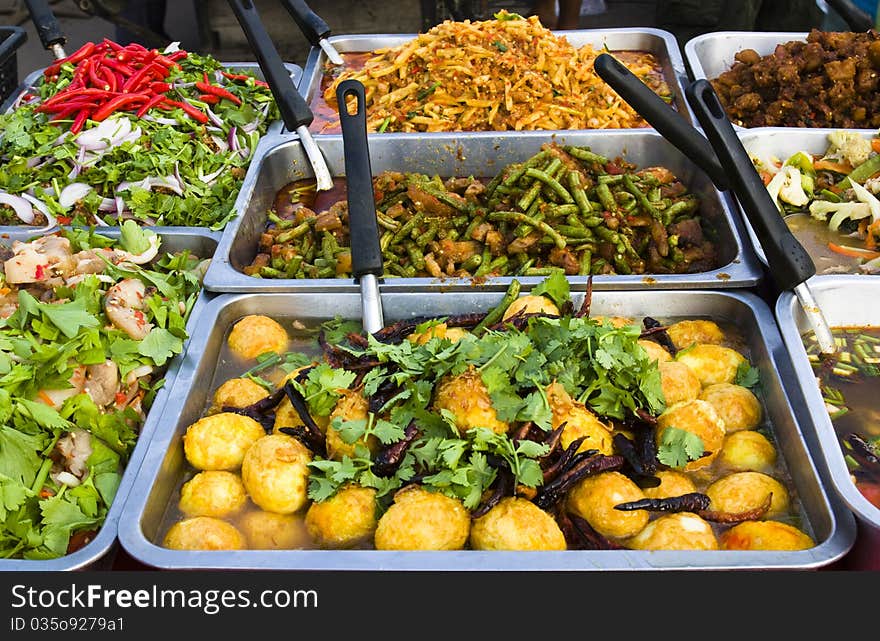 Various Thai Food At A Market