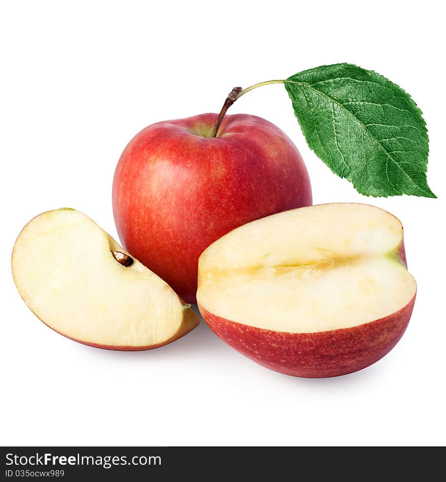 Red apples isolated on white background + Clipping Path