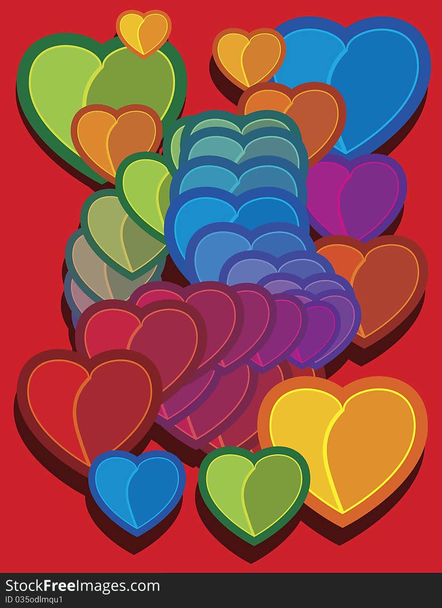 Colored hearts pattern, abstract vector art illustration. Colored hearts pattern, abstract vector art illustration