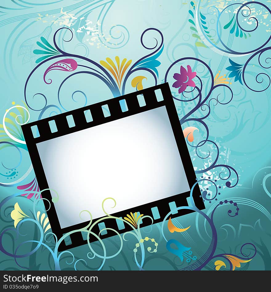 Illustration of film on abstract floral background.