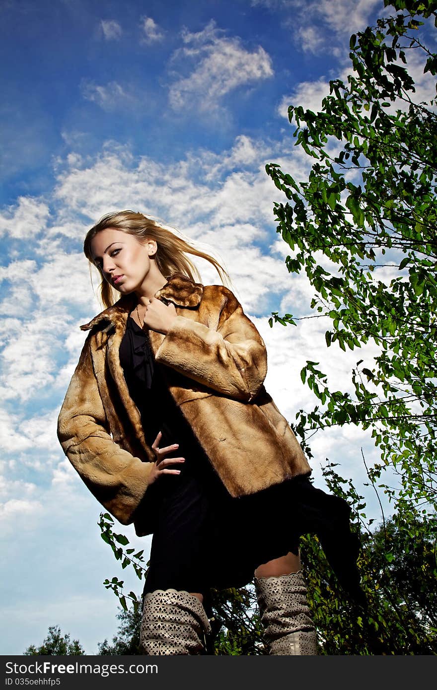 Young Woman Wearing Fur. Winter fashion. Young Woman Wearing Fur. Winter fashion