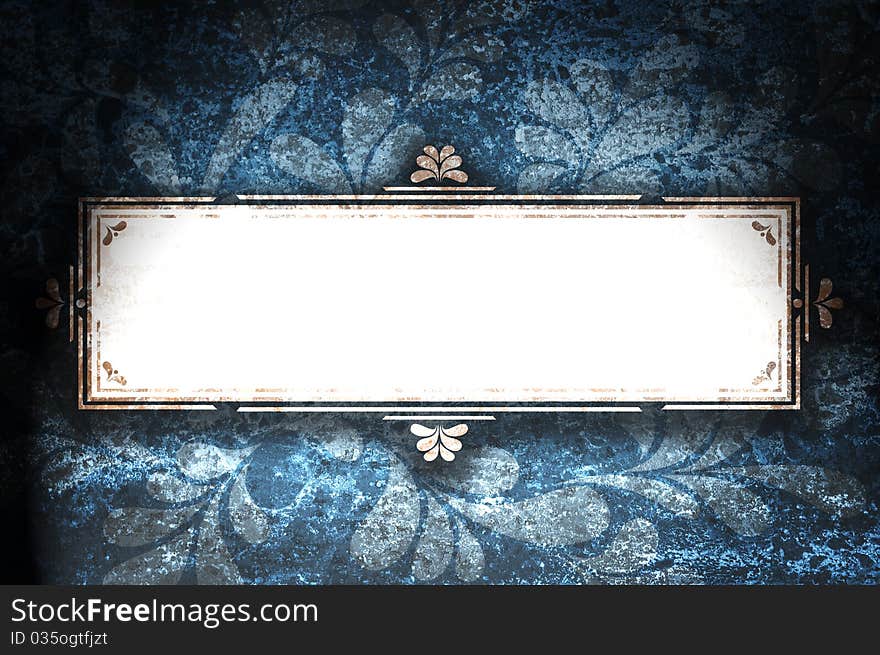 Rectangular frame with curls on grunge background. Rectangular frame with curls on grunge background.