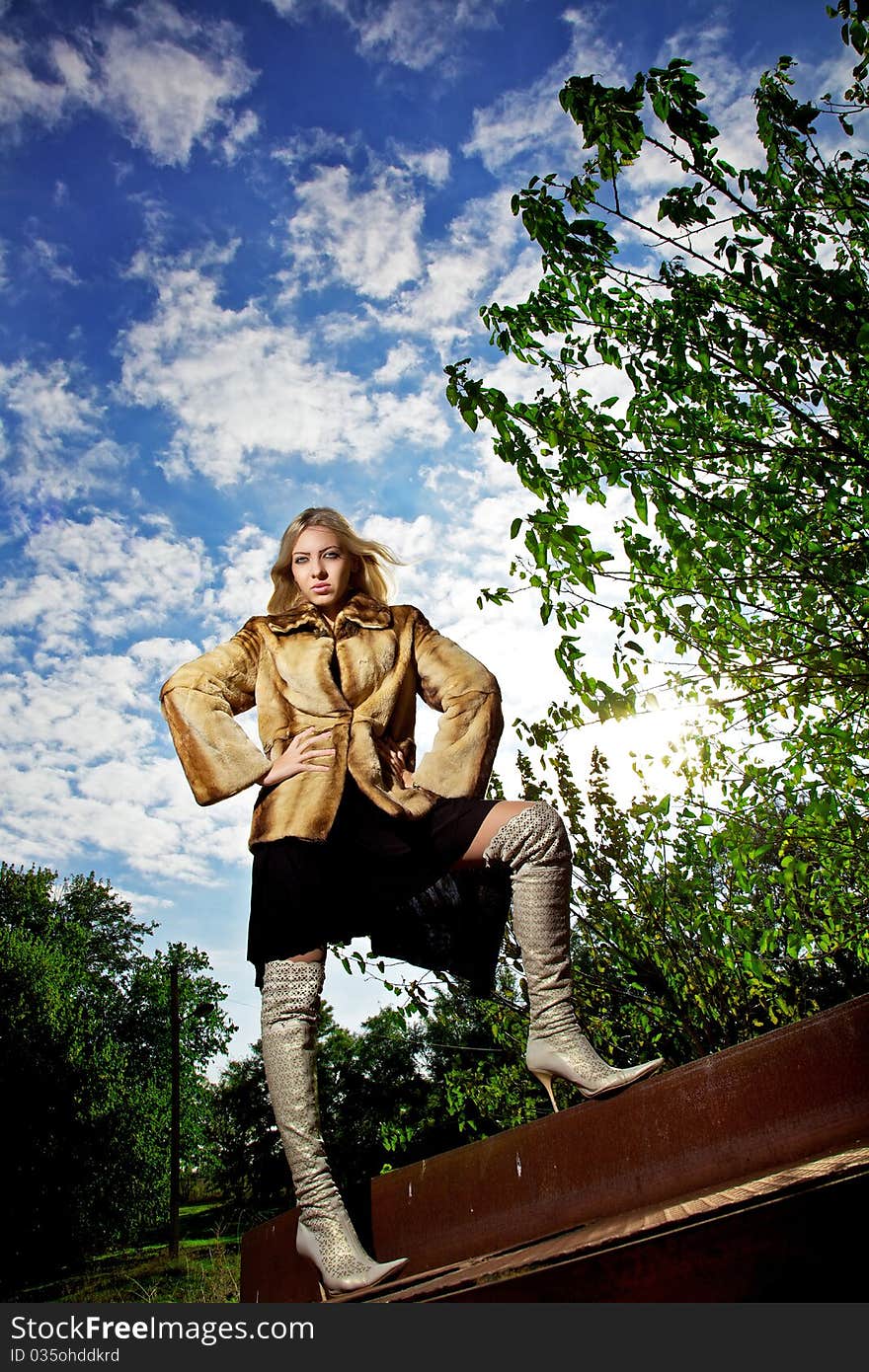 Young Woman Wearing Fur. Winter fashion. Young Woman Wearing Fur. Winter fashion