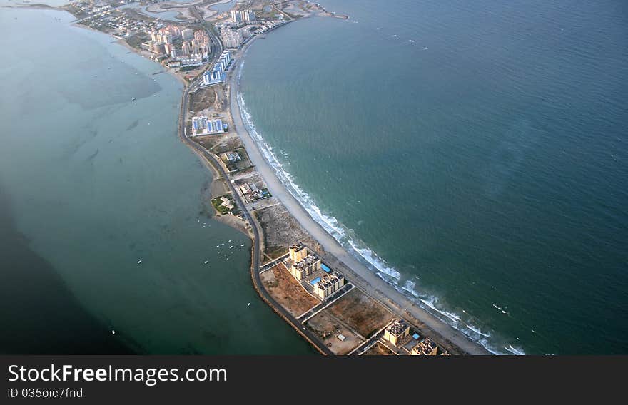 La Manga del Mar Menor, aerial view. La Manga del Mar Menor, aerial view.