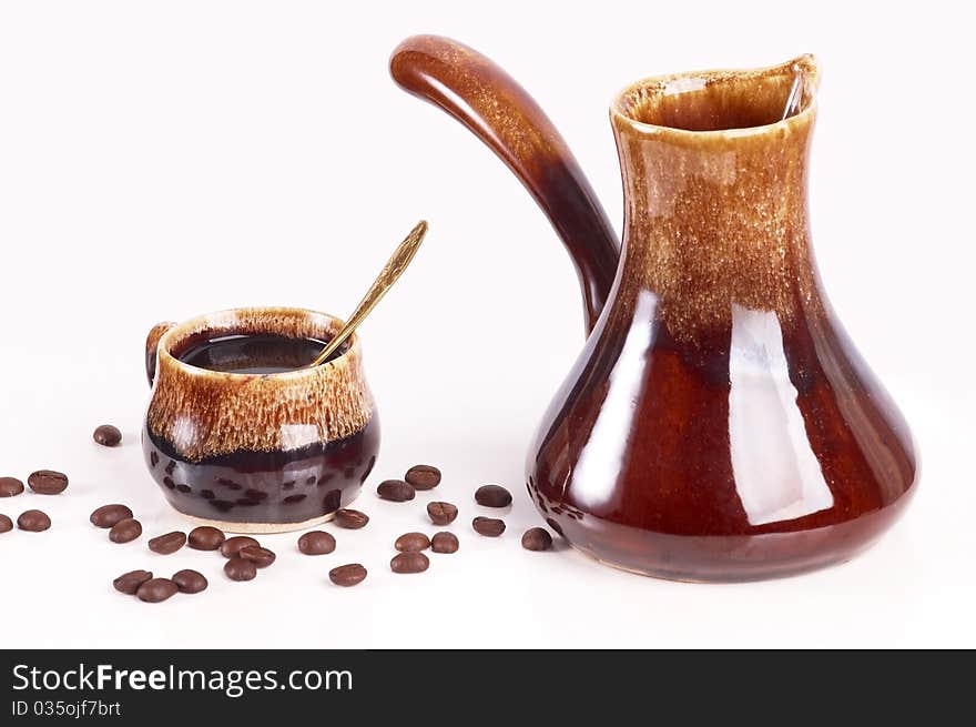 Coffee set on a white background. Coffee set on a white background