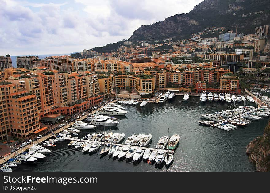 Luxury yachts in the harbor of Monaco.