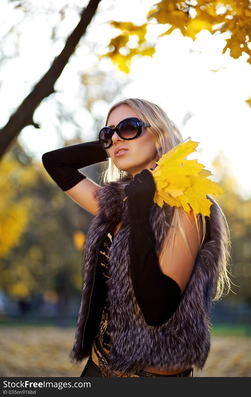 Beautiful Woman Portrait In Natural Autumn