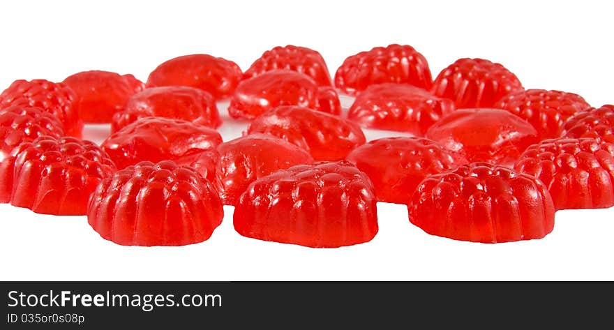 Fruit jellies on a white background