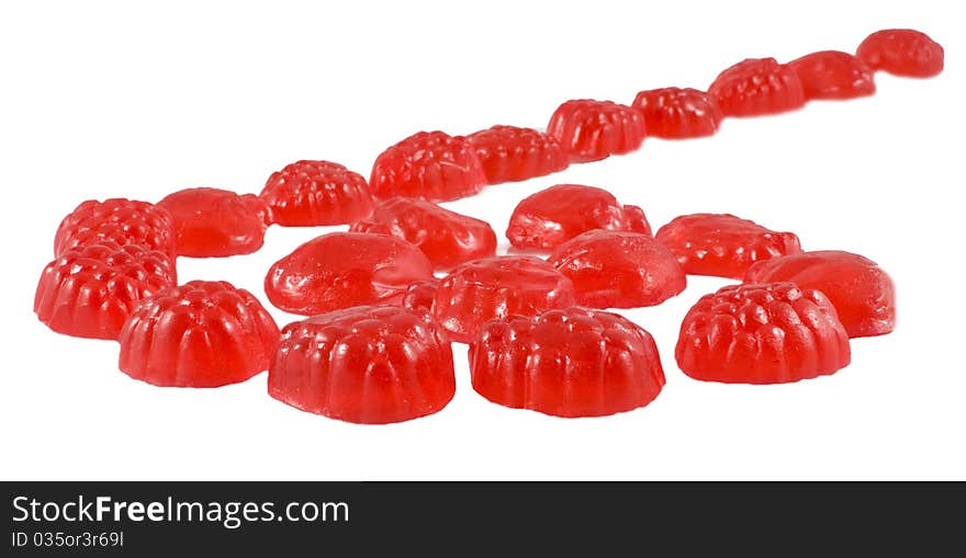 Fruit jellies on a white background