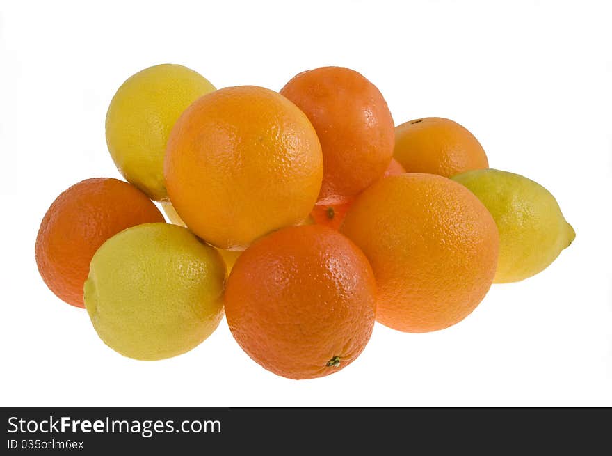 Heap of fruit on a white background