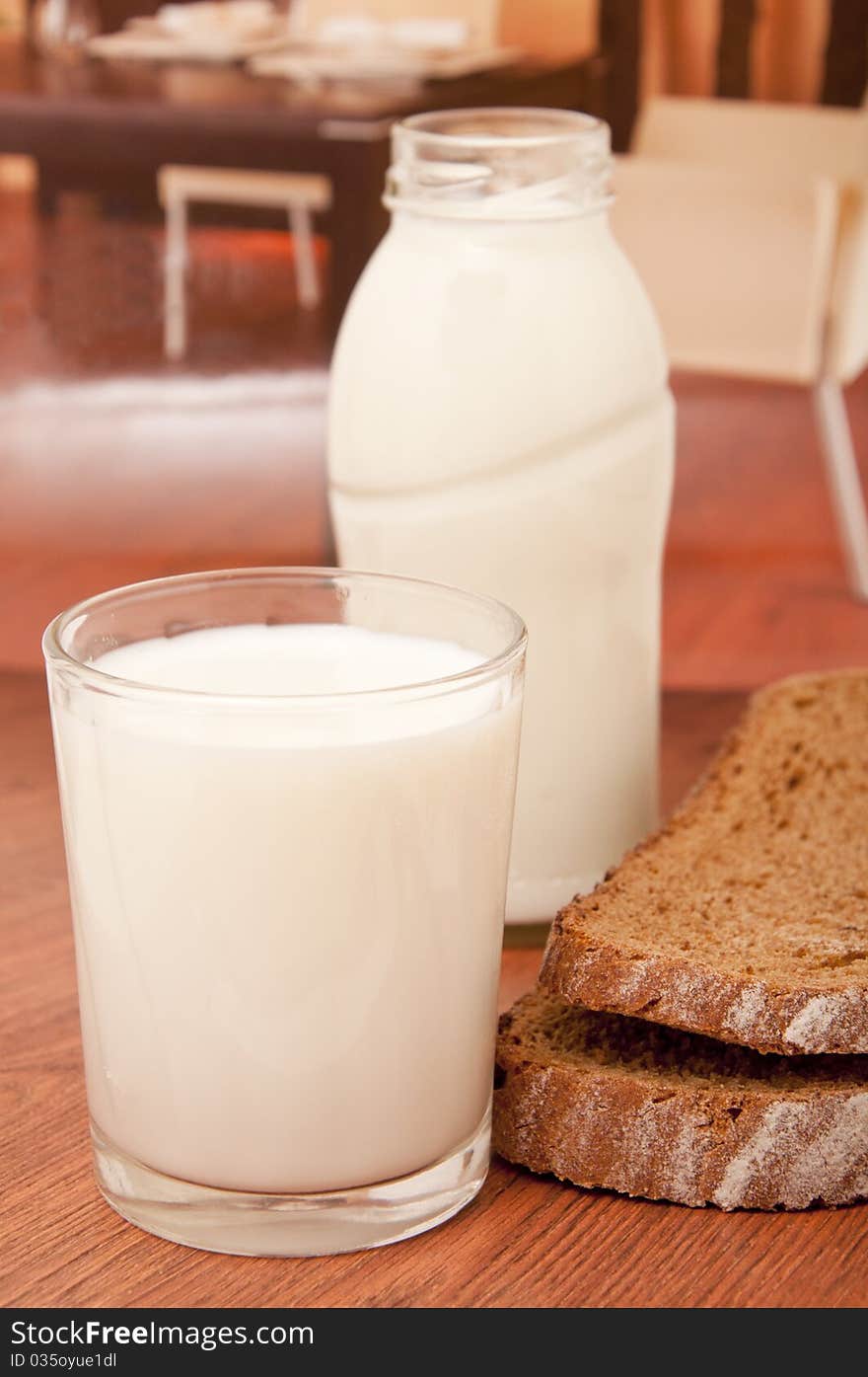 Milk and black bread for the table