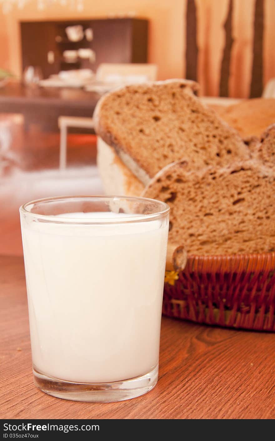 Milk and black bread for the table