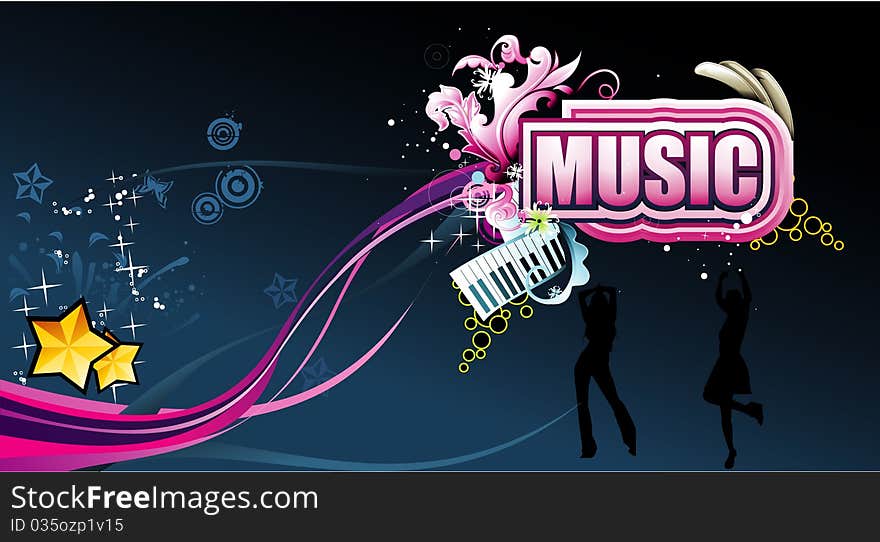 Background night party and women illustration. Background night party and women illustration