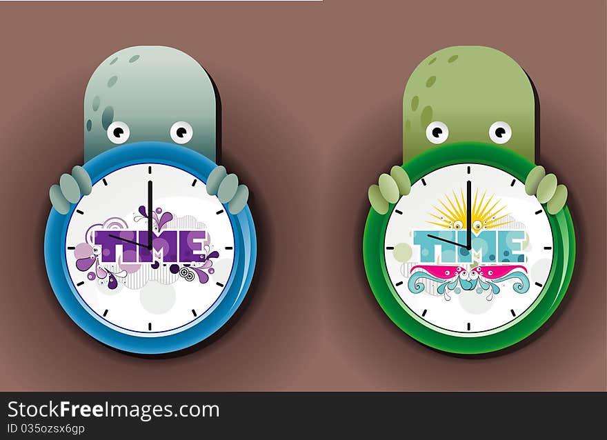 Modern clock design illustration caomposition