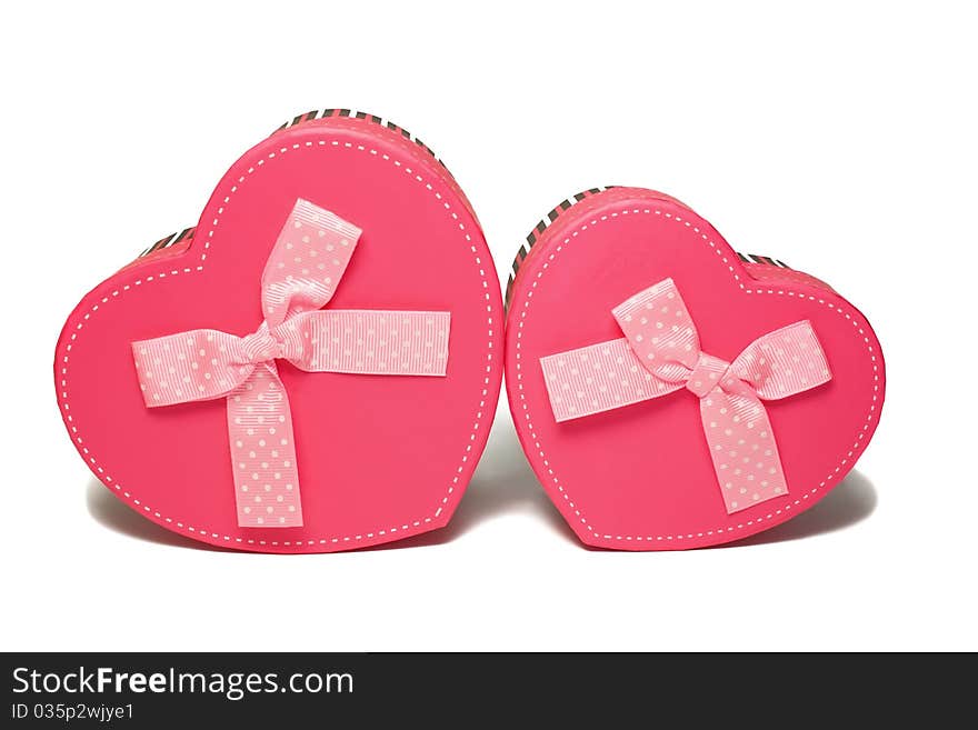 Gift boxes in the form of heart isolated on a white background